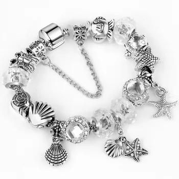 

Dropshipping 2018 DIY crystal P Beads Bracelets & bangles snake chain Bracelets with charm for women jewelry bracele