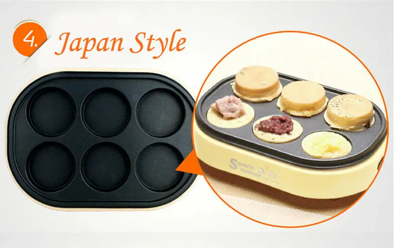 Home Use Imagawayaki Machine 220V 600W Electric Red Bean Cake Machine with light yellow color
