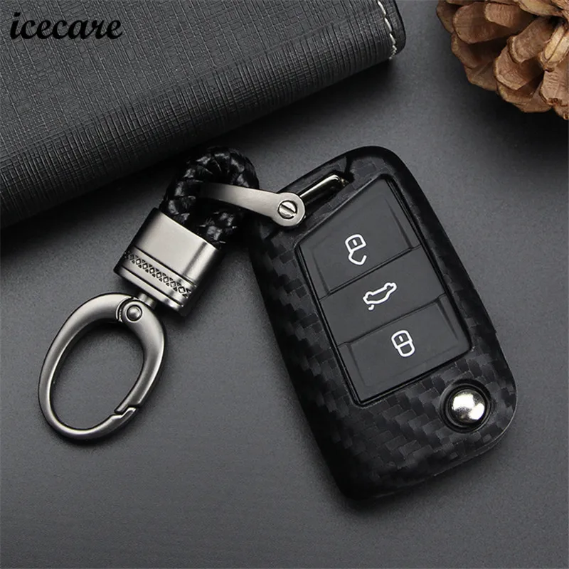 

Icecare Silica Gel Carbon Fiber Abs Key Cover Case Shell Holder For Volkswagen Vw Golf 7 Mk7 Key Rings For Skoda Octavia A7 Key