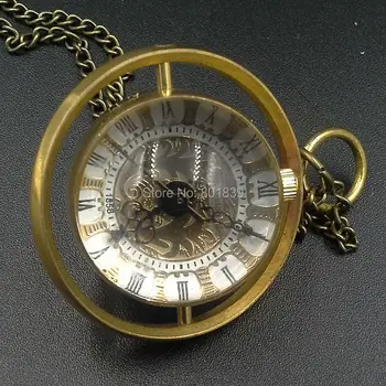 

Ball Design MECHANICALHAND WIND Necklace WOMEN Pocket Watch WITH BRONZE TONE CHAIN NEW NICE GIFT WHOLESALE PRICE H197