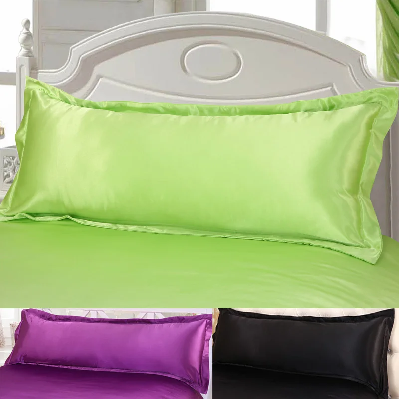 

Super King150*47cm 100% Double Face Envelope Satin Silk Long Pillowcase sabanas Double Pillow Cover Linen Big Body pillowcase