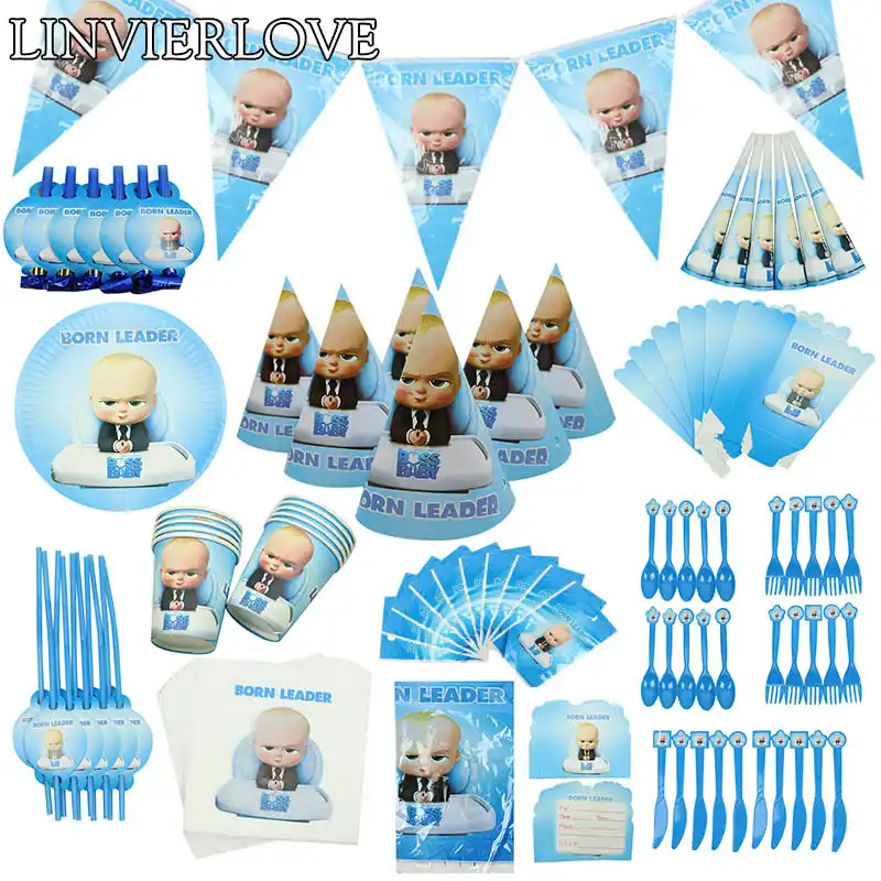 Set De Vaisselle Jetable Avec Theme De Bebe Joyeux Anniversaire Assiettes Serviettes Banderoles Assiettes Et Banderoles Pour Fete Prenatale Aliexpress