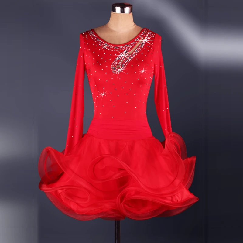 По индивидуальному заказу Латинской Танцевальный костюм сексуальное платье для латинских танцев латино-американских танцев конкурсное