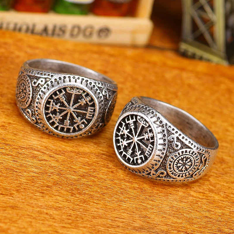 10 шт. мужское кольцо Vegvisir шлем Awe рунические кольца для вечерние | Украшения и