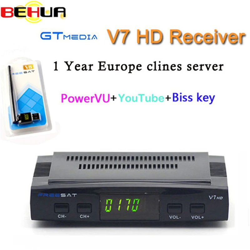 [Подлинный] V7 V7S HD DVB S2 спутниковый ресивер Cline Newcam tv Box Авто ролл power Vu Biss ключ