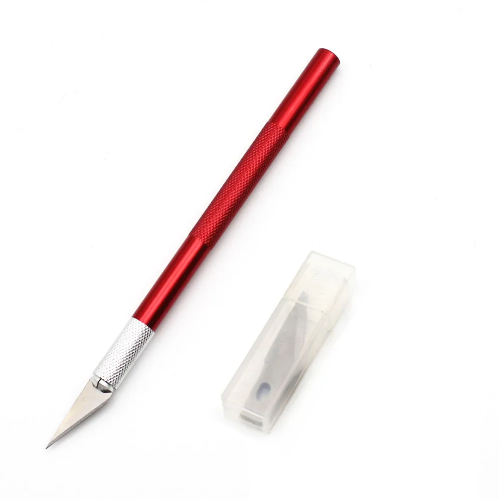 Chanseon металлический нож для скальпеля набор ручных инструментов нескользящий резак гравировальные ремесленные ножи+ 10 шт. лезвия для мобильного телефона PCB DIY ремонт - Цвет: Red