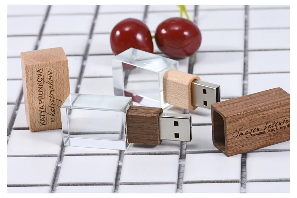 JASTER 10 PCS FREE LOGO Stylish wooden crystal creative USB flash drive 4GB 8GB 16GB 32GB 64GB Photography Memory storage U disk