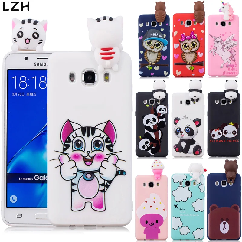 Милый мультяшный Мягкий ТПУ чехол для Samsung Galaxy J3 J5 J7 2016 J310 J510 J710 3D куклы кошка Панда
