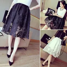 Новая повседневная юбка, Женская двухслойная шифоновая плиссированная Ретро черная официальная юбка, Женская юбка с эластичным поясом