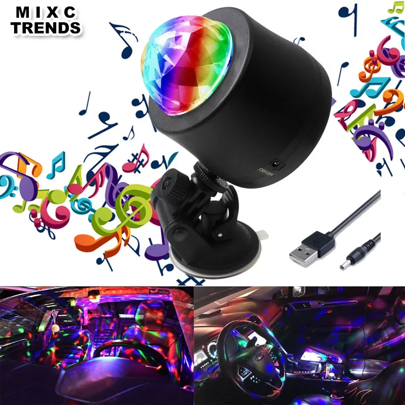 MIXC TRENDS 6 цветов меняющийся автомобильный DJ музыкальный светильник мини RGB светодиодный MP3 диско хрустальный магический шар сценический стробоскоп вспышка лампа с USB разъемом