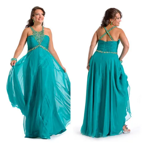 prom dresses halter teal beaded gown elegant crystal plus custom