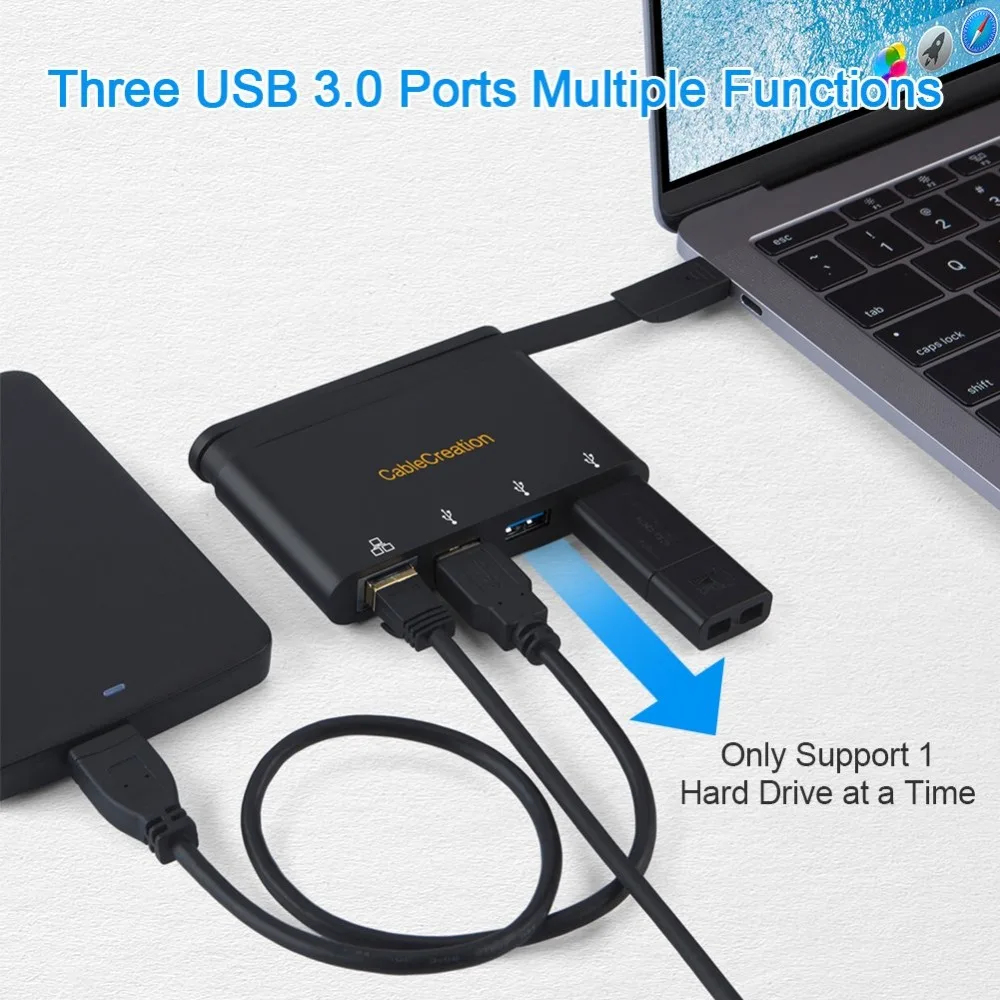 Адаптер USB Type C к RJ45 Gigabit Ethernet + 3USB 3 0 совместимый с MacBook Pro Air 2018 Mac Mini Thunderbolt 3|Кабели VGA|