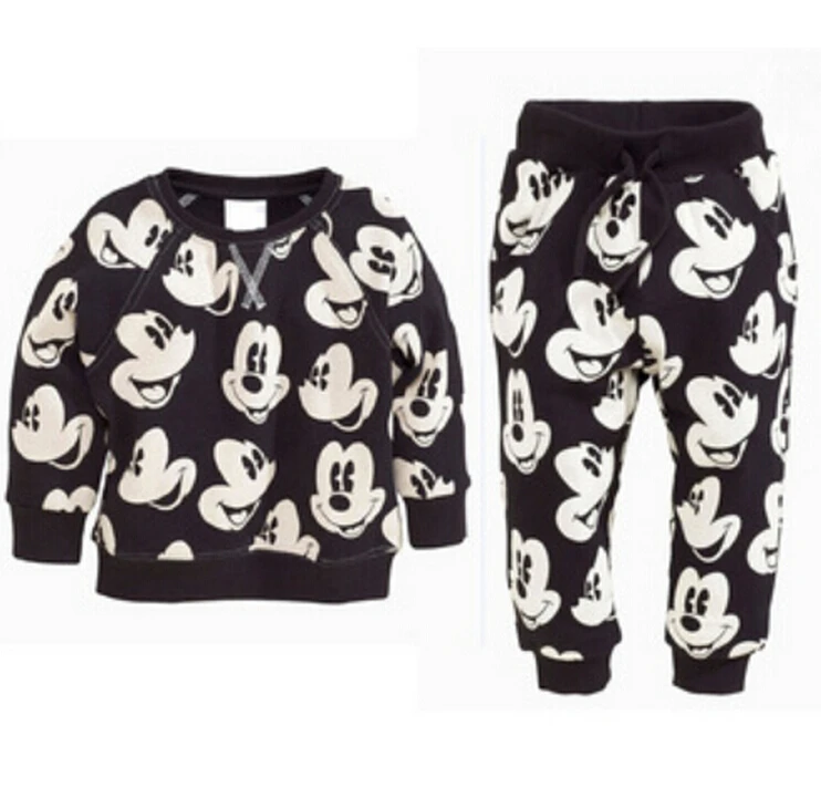 

2018 New Arrival Spring Autumn Girl Boy Clothing set Casual Sport Tracksuit Kid Clothes mickey Printing sweater top + Pant