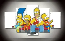 Grupo de arte de la pared Pintura enmarcada Impresa de Dibujos Animados los simpson impresión decoración de la habitación niños Envío Libre de la lona impresiones imagen F/1063