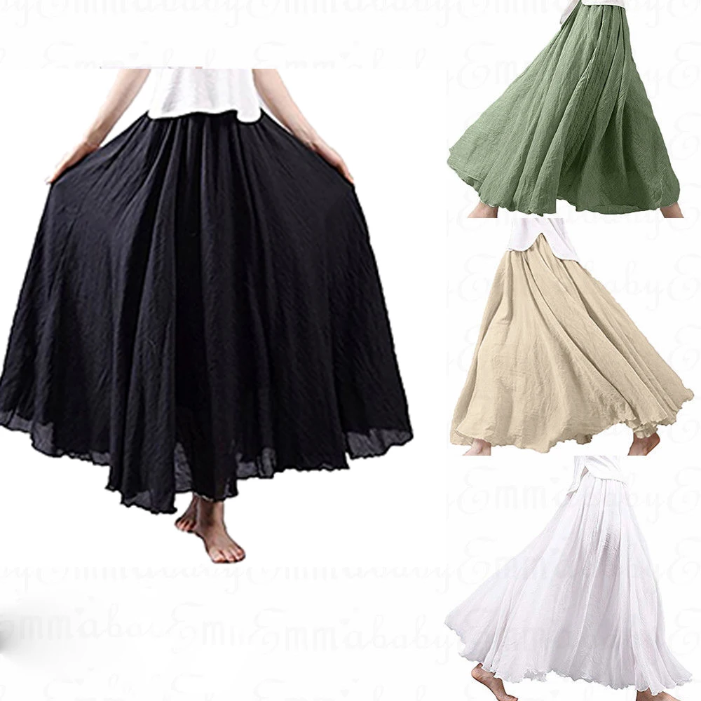 Летняя женская одежда новые модные женские длинные макси юбки с высокой талией летние пляжные плиссированные юбки