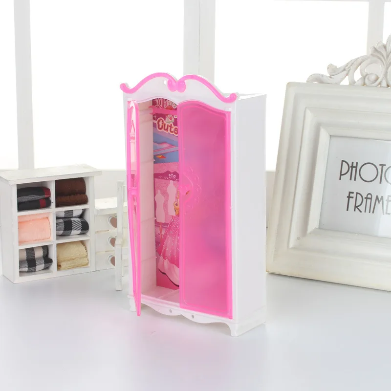 

Pink Mini Wardrobe Furniture Toys Dolls Accessories Pretend Play for Dolls as Xmas Gifts for Kids Living bedroom