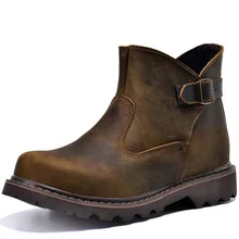 Для мужчин сапоги из высококачественной натуральной кожи Модный комплект с пряжкой ботинки человек для отдыха модные рабочие ботинки