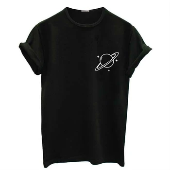 

Women T Shirts Street Fashion Loose 2019 Summer Black T Shirt Women New Planet Print Casual Loose Women Tops T-Shirts Plus Size