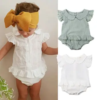 

Newborn Baby Girls Romper Lace Floral Sunsuit Jumpsuit Outfits Summer Short Sleeve Baby Girl Clothes