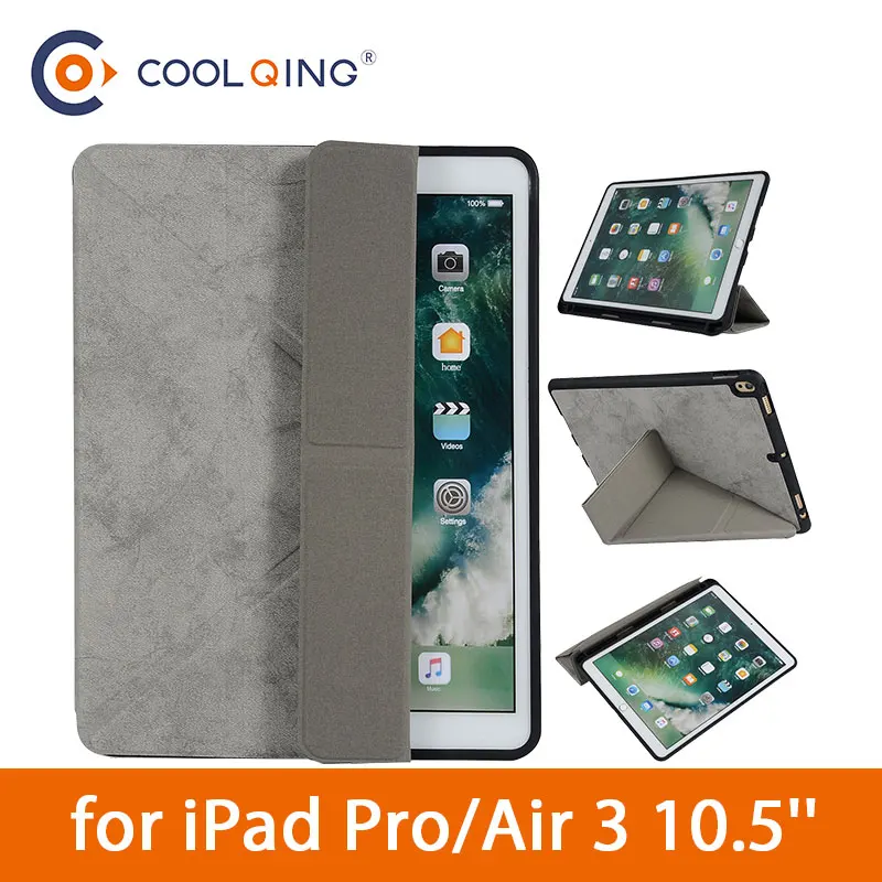 

Multi-folded Tablets Case For iPad Pro 10.5 Air 3 10.5 PU Smart Cover With Pencil Slot Soft Silicone Edge For iPad Pro 10.5 Case
