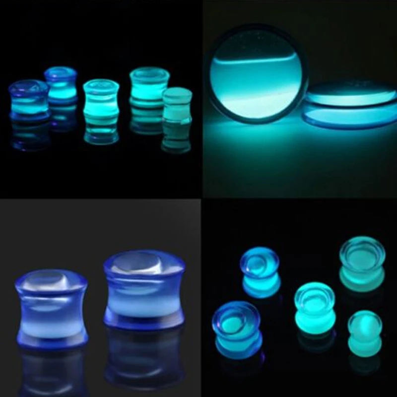 Vintage Ear Expander Shellhard Clear Acrylic Glow in the Dark Liquid Flesh Tunnel Ear Plug Stretcher Piercing Body Jewelry