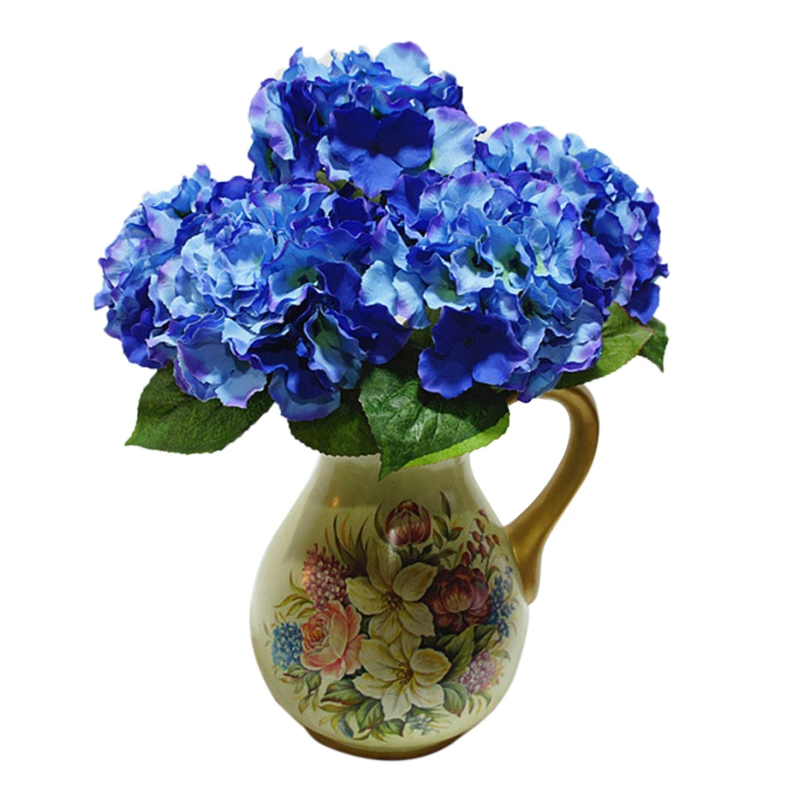 

Botique Artificial Hydrangea 5 Flower Heads Bouquet Wedding Garden Party Bridal Decor Dark Blue
