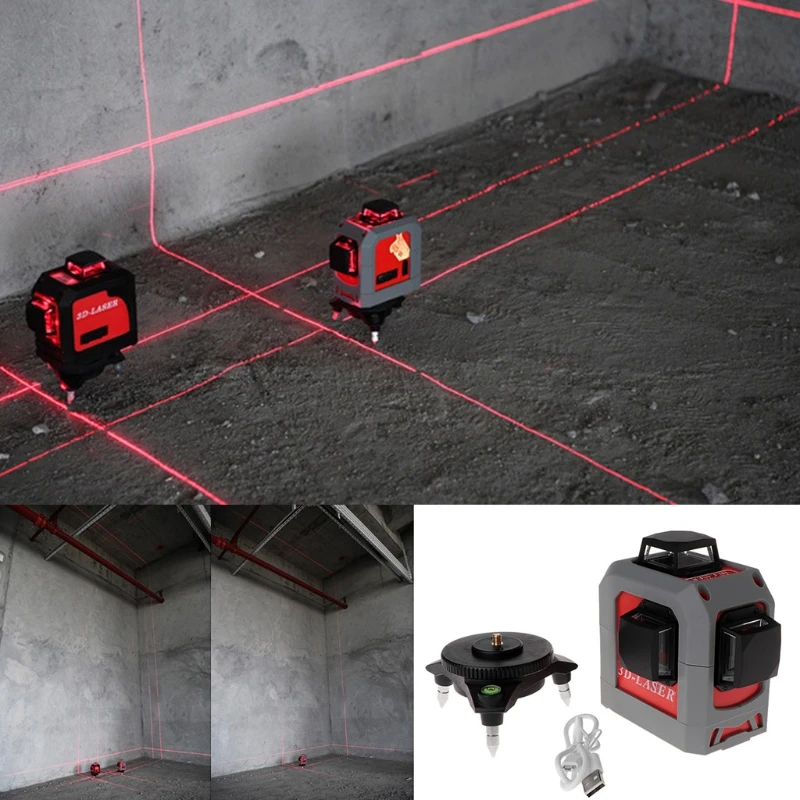 

3D Laser Level 360 Degree 12 Line Self-Leveling Tool 65ft 20m for Construction