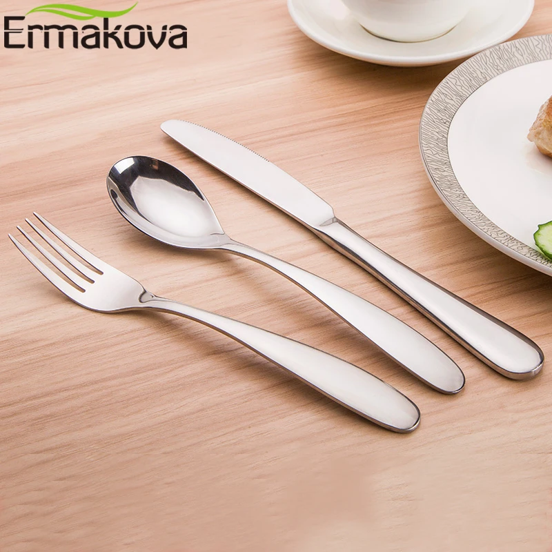 

ERMAKOVA 1 Pc Stainless Steel Flatware Silverware Handle Heavy-Duty Spoon Fork Knife Tableware Cutlery Kitchen Utensil