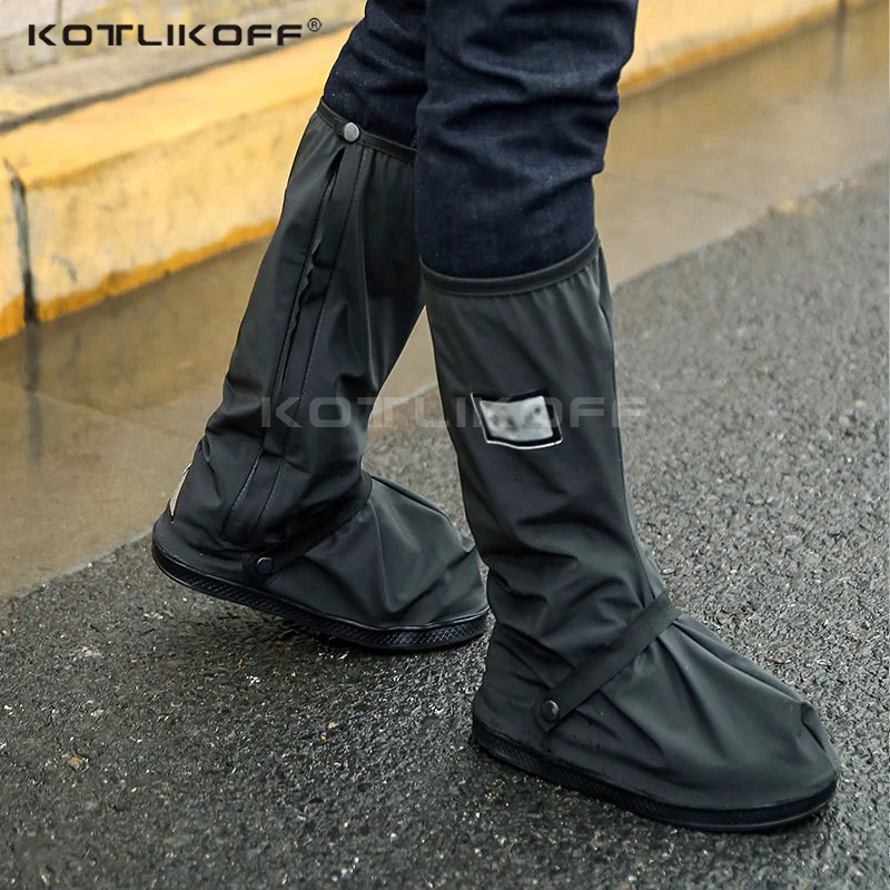 KOTLIKOFF-cubiertas de zapatos impermeables reutilizables hombre y mujer, cubiertas gruesas para de lluvia con Reflector, a prueba de polvo - Calzado