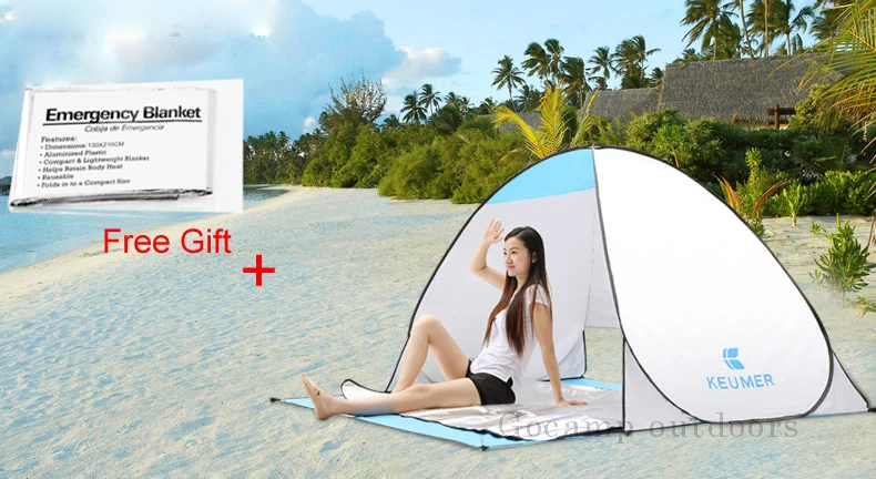 

KEUMER Beach Tent 2 Persons 1 second open Automatic Tent Camping Tent Instant Pop Up Open Anti UV Awning Tent Outdoor Sunshelter