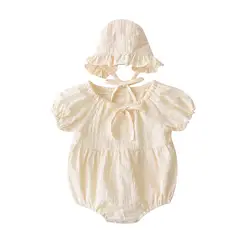 Perimedes/Прочный Комбинезон Панамка для новорожденных девочек с бантом и рюшами; боди; vetement enfant fille; комплект одежды для девочек