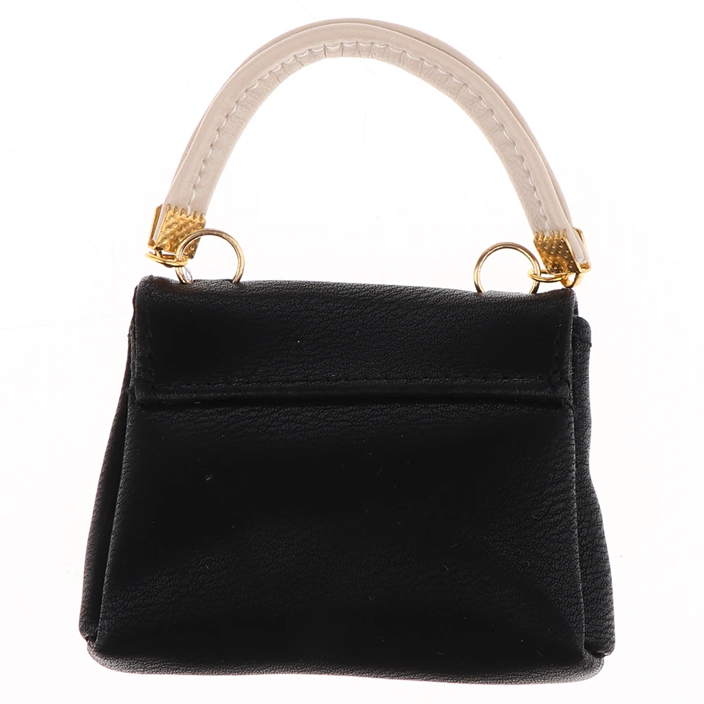 White&Black Fashionable Artificial Leather Miniature Dolls Handbag Purse Bag for 1/6 Girl Doll Clothing Accessories Gift for Kid