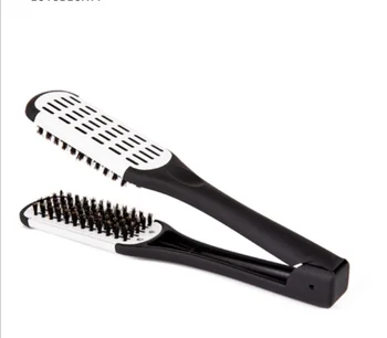 

Hot Sale Hair Hairdressing Double Sided Brush Clamp Natural Ceramic Straightening Comb Fibres Styling Tools / by dhl 20pcs