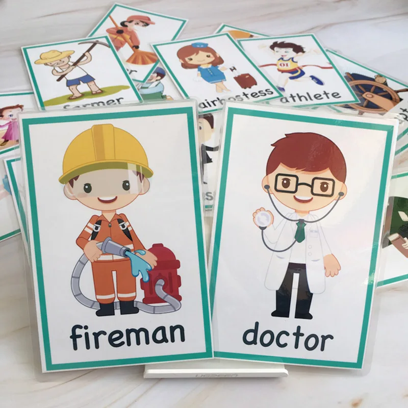 Educativos para Crianças Plurais Profissão Grupos Substantivo Inglês Crianças Bolso Palavra Flashcards Montessori Aprendizagem Brinquedos Jogo 99 Pcs 12 Phones & Accessories