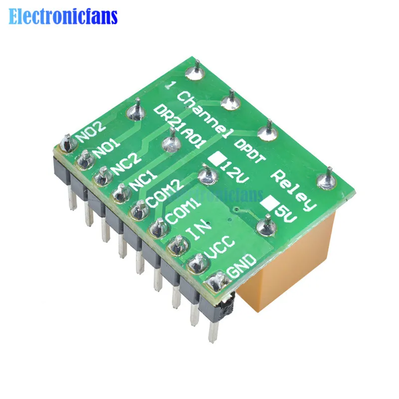 Diymore Mini 1 канал 5 в 12 В DC DPDT релейная плата двухполюсный двойной переключатель