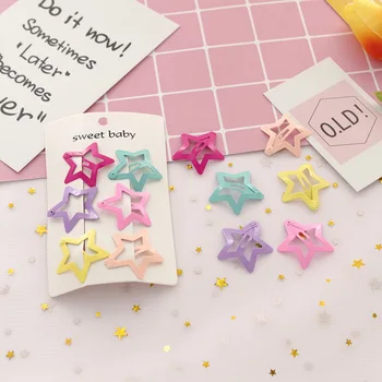 

DHL 1000sets 2pcs/set and 6pcs/set 32mm Star Shape Metal Children Snap Hair Clips Barrettes Girls Cute Hair Bobby Pins
