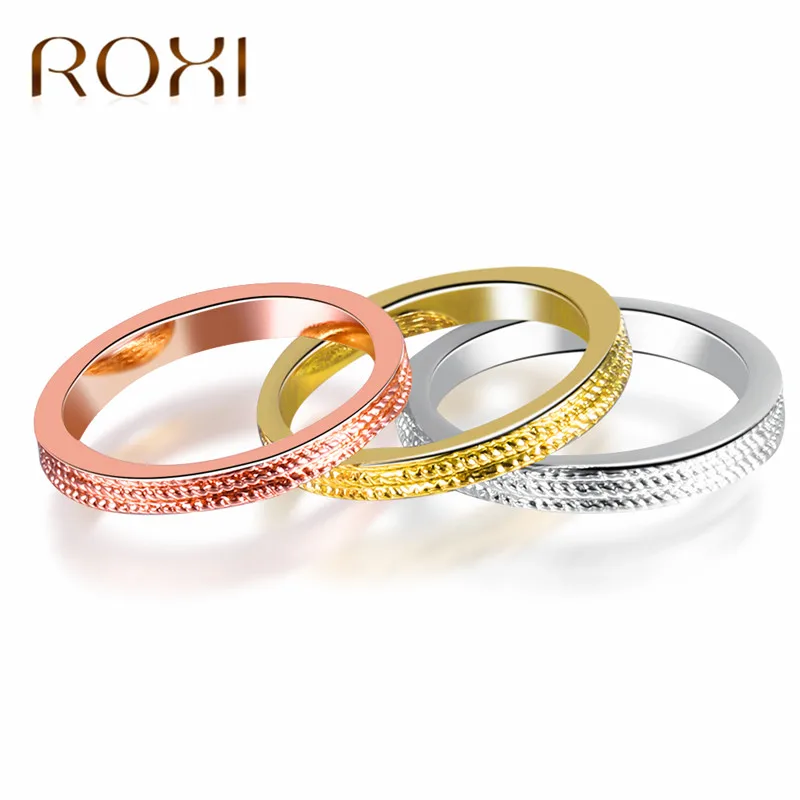 

ROXI New Anillos Rings for Women Rose Gold / Silver /Gold Color Triple Stack Finger Ring Set Cocktail Party Jewelry bague femme