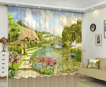 

Customized Beautiful Scenery Luxury 3D Blackout Window Curtain Drapes For Living room Bed room Hotel Wall Tapestry Cortinas