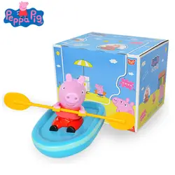 Оригинальный Peppa Свинья каяк гребля ребенка играть в воде игрушки Заводной игрушечная лодка фигурку детские пляжные игрушки для ванной