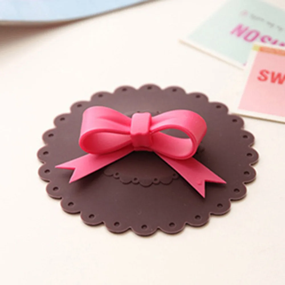 

1Pc Cute Anti-dust Silicone Cup Cover Silicone Lovely Bowknot Cup Cover Coffee Suction Seal Lid Cap