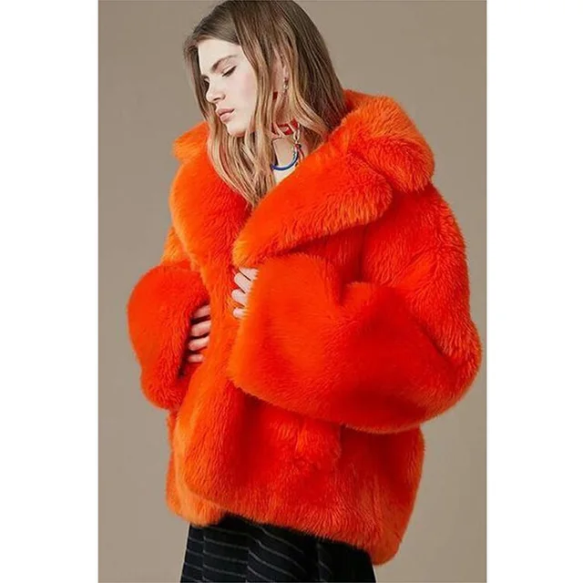 Orange furry jacket Clearance