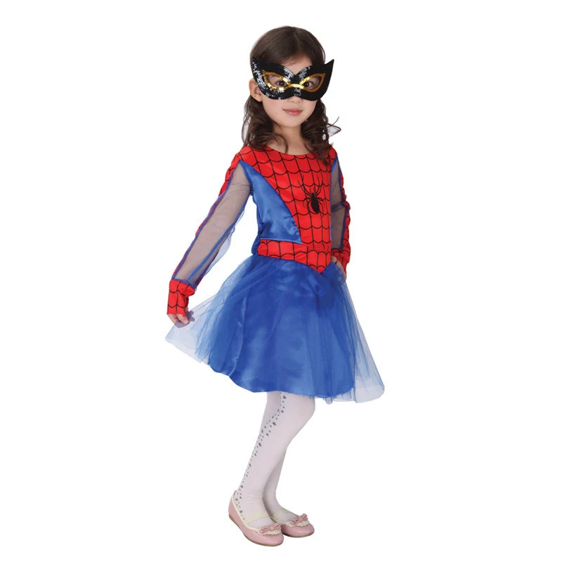 M-XL детей новые красивые паук костюм девушки дети паук Косплэй маскарадный костюм супергероя карнавал, Хэллоуин Одежда для вечеринки