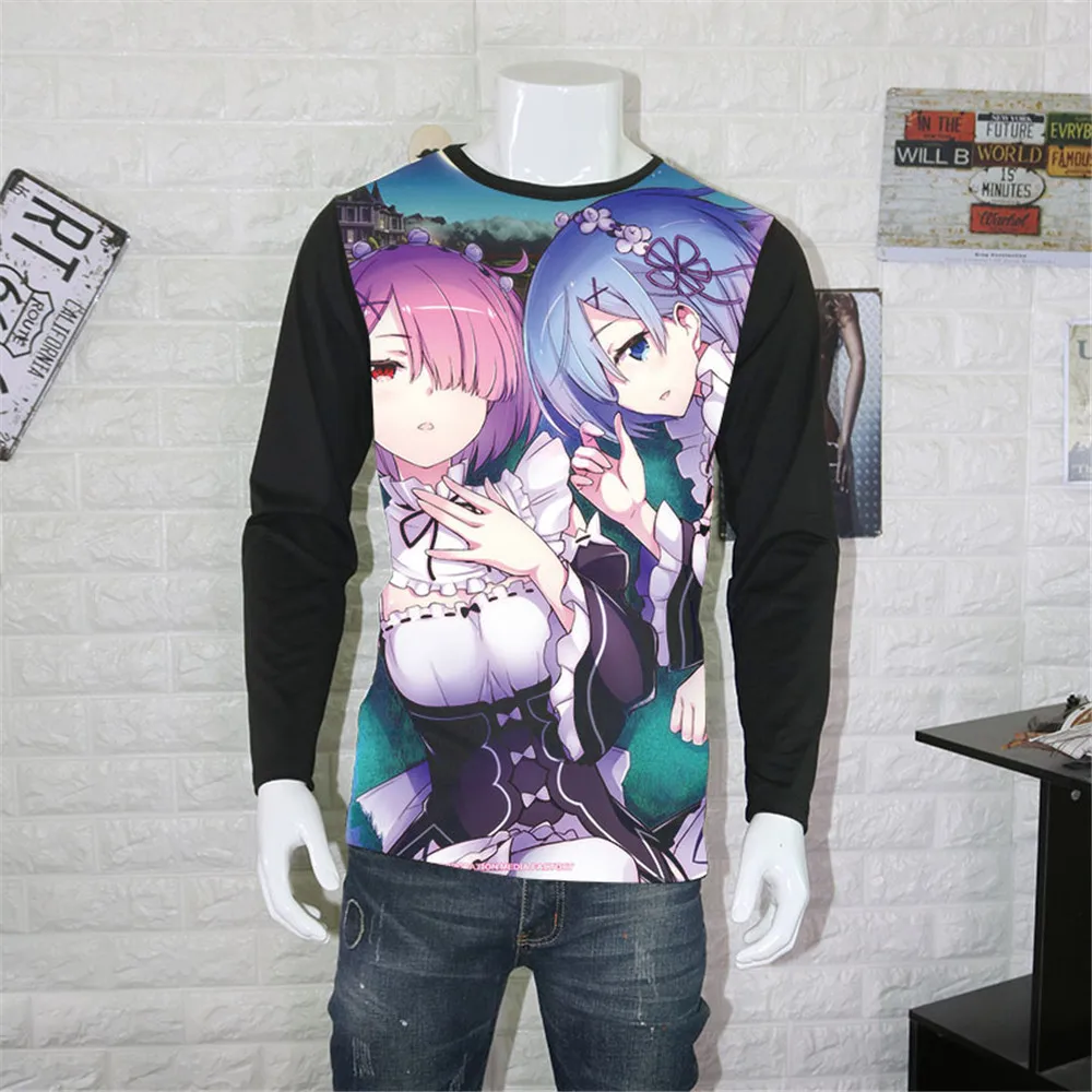 Косплей Аниме Re:Zero kara Hajimeru Isekai Seikatsu футболка аниме Emilia Rem для студентов прекрасный