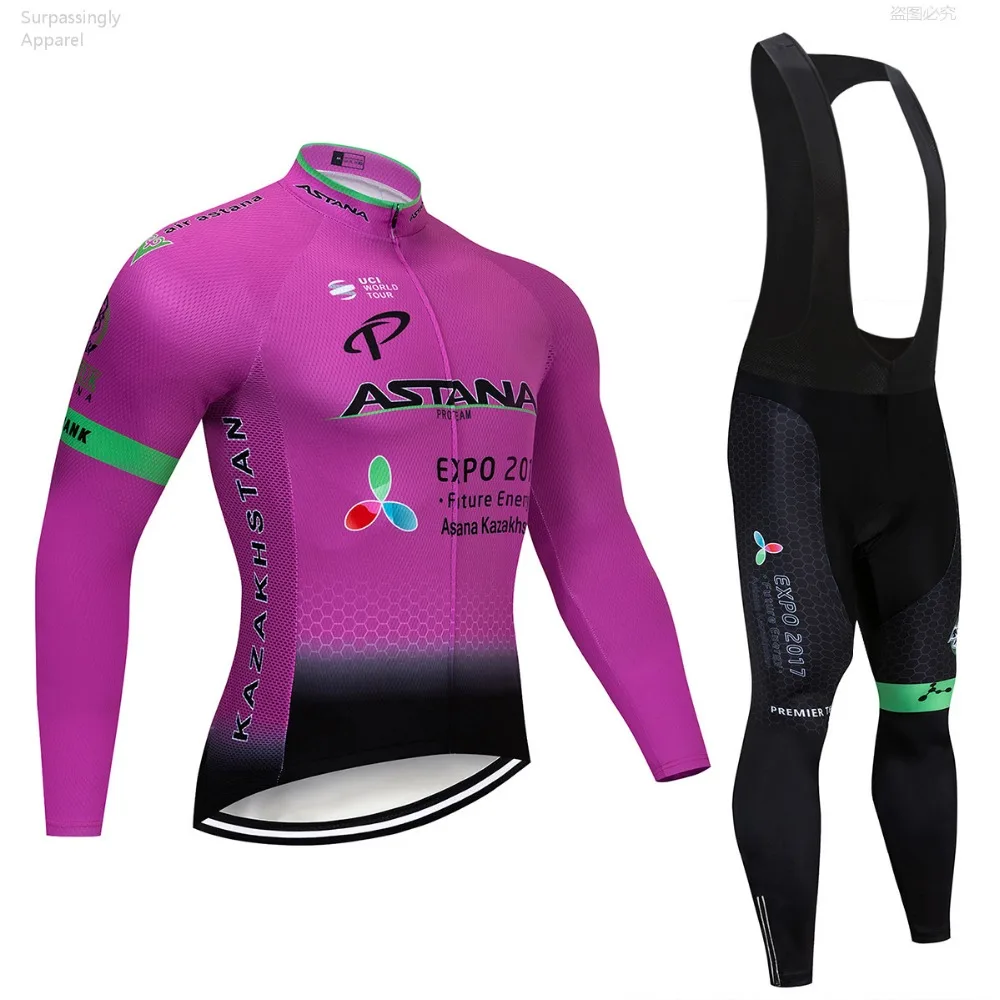 2019 Команда UCI астана Велоспорт Джерси Набор Pro с длинным рукавом Осень MTB комплект одежды для велоспорта мужские Ropa Maillot Ciclismo велосипедная