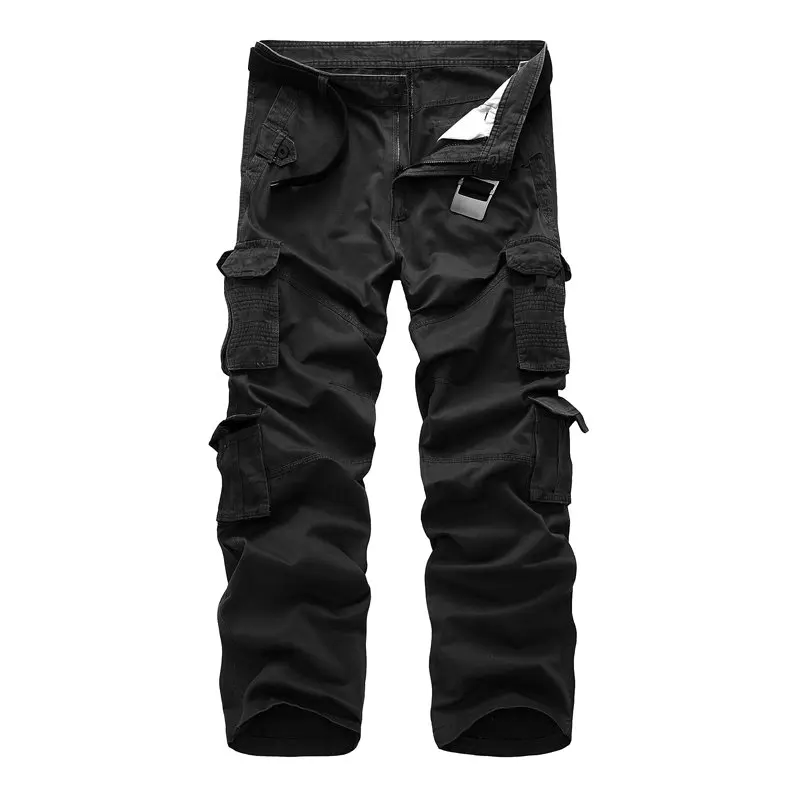 

2018 Spring Autumn Casual Cargo Men Pants Cotton Workout Multi-Pocket Military Tactical Men Trousers Solid Color