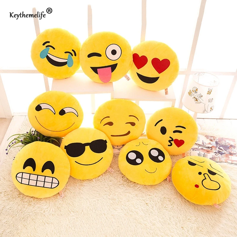 

Keythemelife Cute Creative Smile Emoji pillow 10x10cm Cushion Cartoon Facial QQ Expression Home Decor Sofa Bed Throw Pillow DA