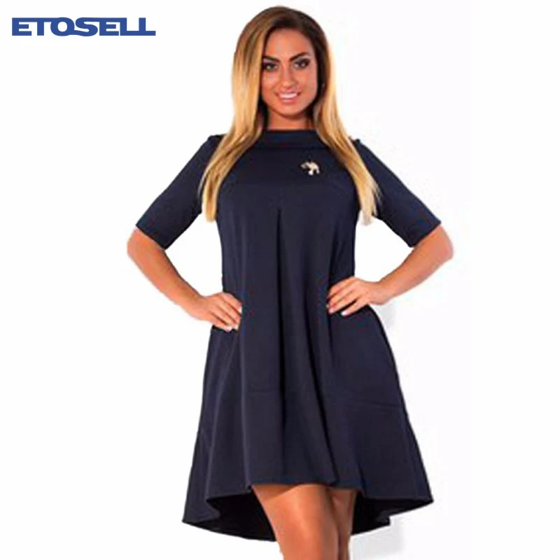 ETOSELL Autumn Summer Women Plus Size Dress Female