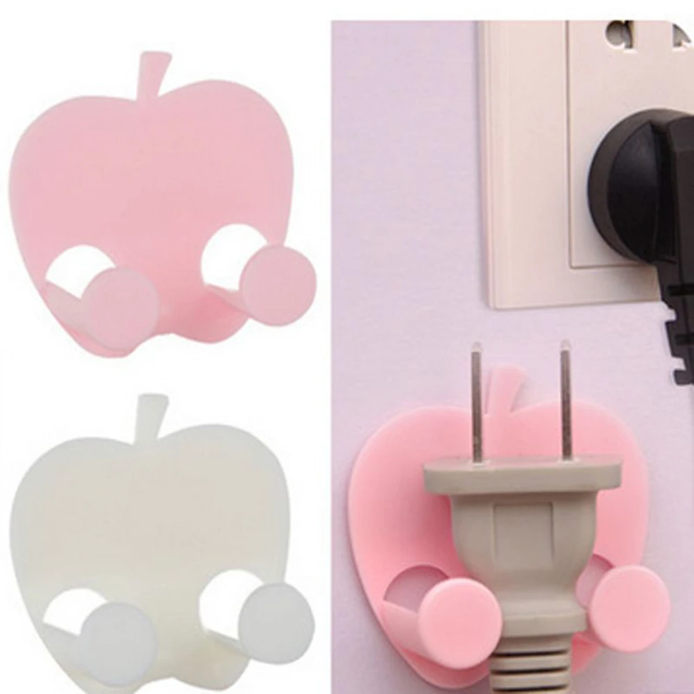 

4pcs Lovely Sticky Apple Shape Plug Linked Holder Hooks housekeeper decorative wall hooks Wall Hook organizer Bag Hanger home