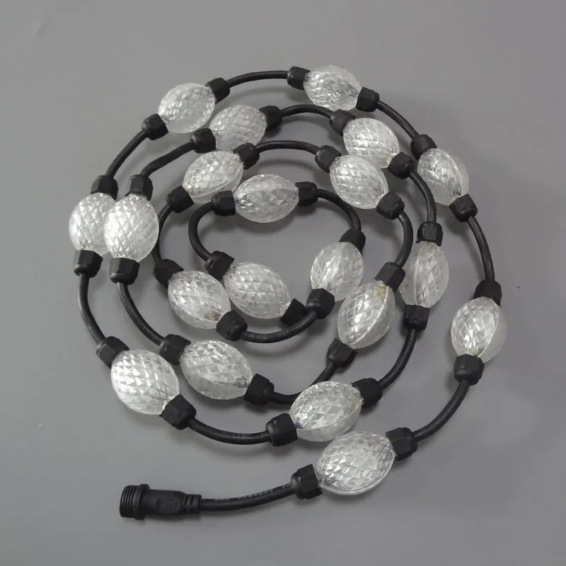 Ip67 Dc24v Ucs2903 Endereçável Full Color Clear Bola; 3d 35mm Diâmetro; 1.44 w; Dupla Face 3 Pcs 5050 Leds Cada Lado; 40 Pcs e string; 6 ip67 push button switch