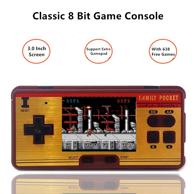  Consola de juegos portátil clásica Retro Para fc 8 bit 638 juegos gratis mini 3 pulgadas pantalla a